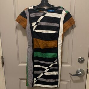 Derek Lam Multicolored Colorblock Linen Dress Size 4